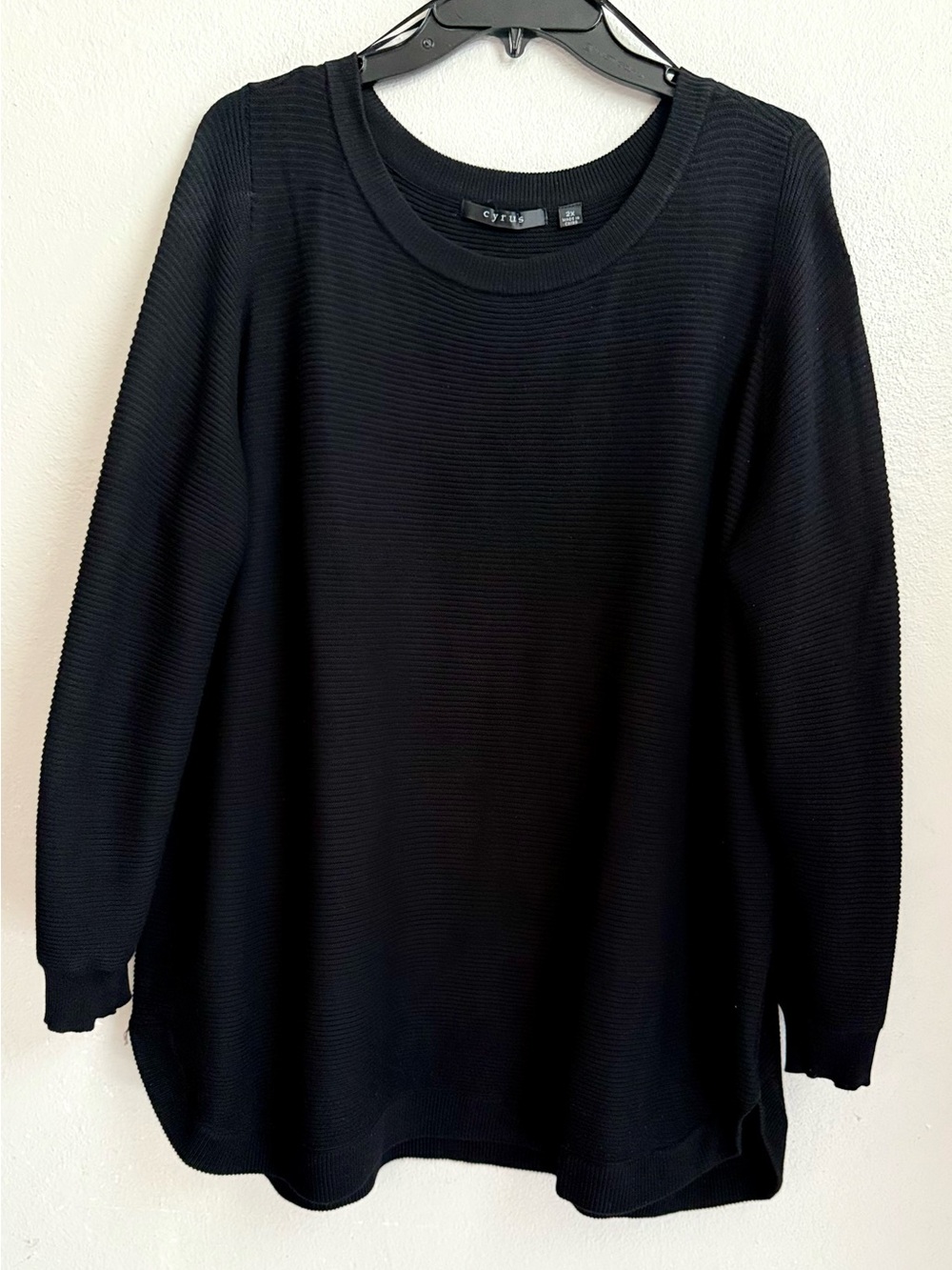 Cyrus Black Ribbed Long Sleeve Sweater 2XL